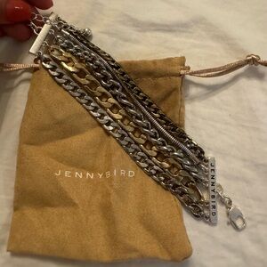 - Jenny Bird Tri-tone Austin Cuff Bracelet Mixed Metal Stacked Layered